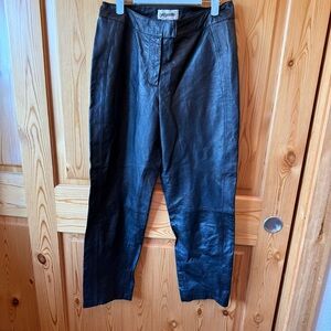 Vintage Bagatelle Womens Leather Pants Size P 6 Black Baggy Moto Straight Leg